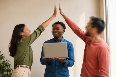 Diverse Office Team Celebrating a Big Win