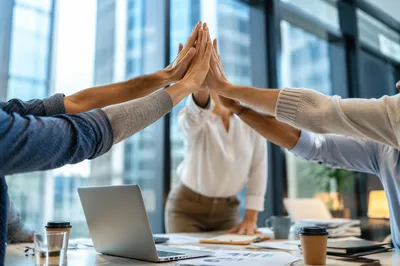 Office Team High Five Celebration
