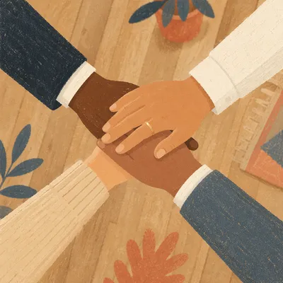 Business Team Hands Stacked in Unity
