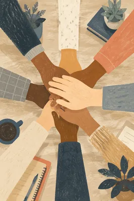 Diverse Team Hands Stacked in Unity