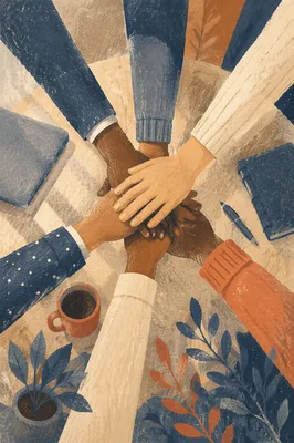 Diverse Team Hands United in Collaboration