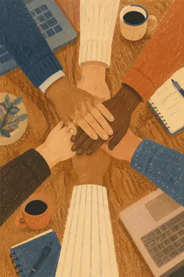 Diverse Team Hands United Over Conference Table