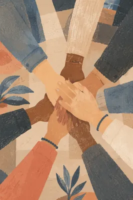 Diverse Team Hands Stacked in Unity