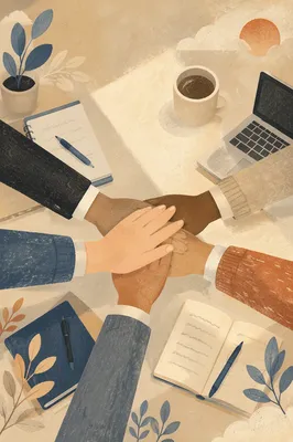 Business Team Hands Stacked in Unity