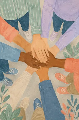Diverse Team Hands Stacked in Unity
