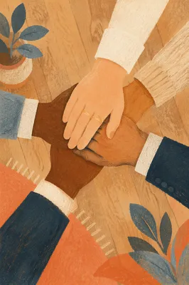 Business Team Hands Stacked in Unity