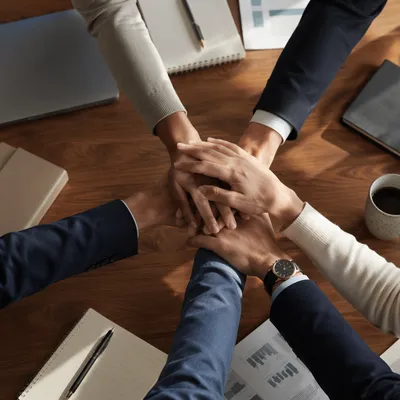 Diverse Team Hands Stacked in Unity