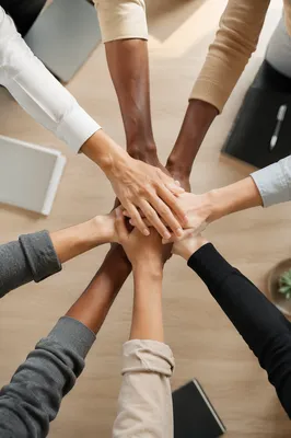 Diverse Team Hands United in Collaboration
