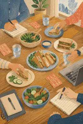 Conference Table Lunch Meeting with Sandwiches