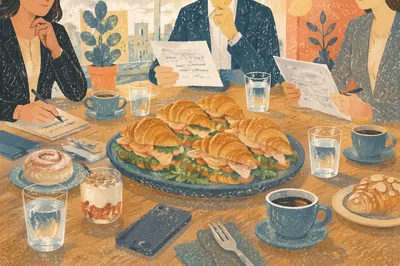 Team Lunch Meeting with Sandwich Platter