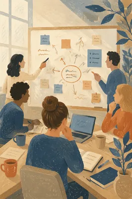 Collaborative Team Brainstorming at Whiteboard