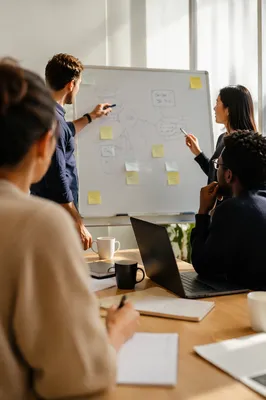 Collaborative Team Brainstorming at Whiteboard
