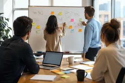 Collaborative Team Brainstorming in Modern Office