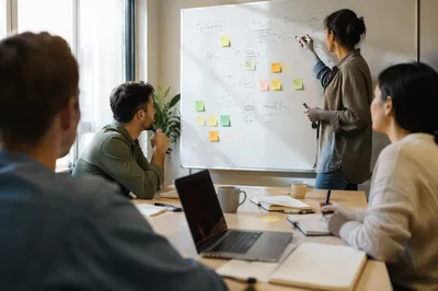 Collaborative Team Brainstorming at Whiteboard