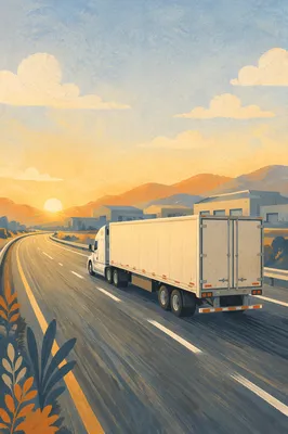 White Cargo Truck at Sunrise Highway