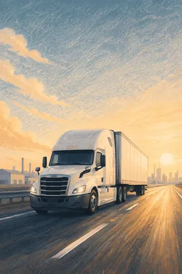 Sunrise Semi Truck on Logistics Highway