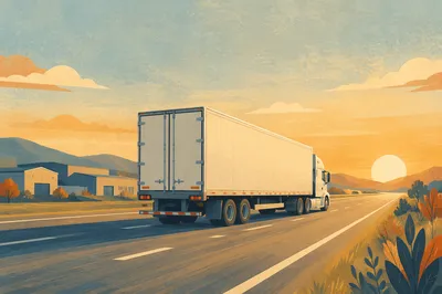 Sunrise Semi Truck on Modern Highway