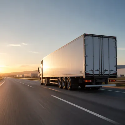 White Semi Truck on Sunrise Highway