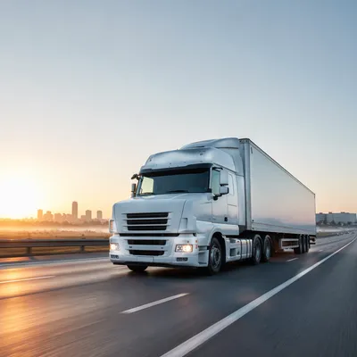 Sunrise Semi Truck on Highway Logistics
