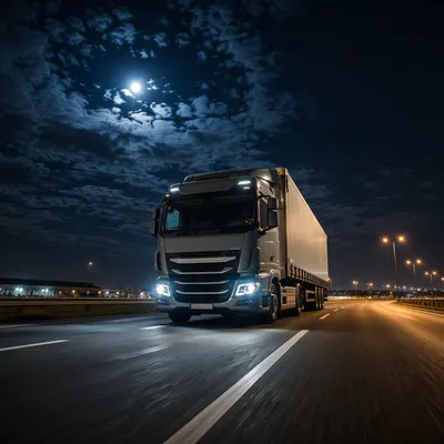 Night Cargo Truck on Highway