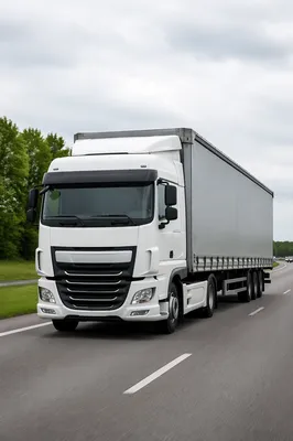 White Semi Truck on Suburban Highway