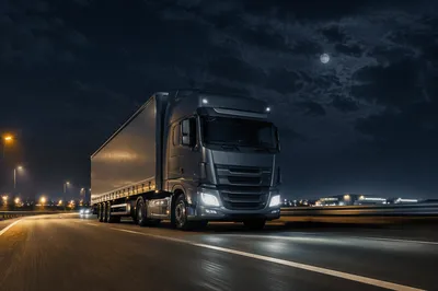 Night Cargo Truck on Highway