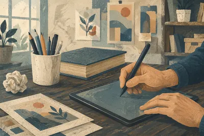Creative Tablet Workspace with Stylus
