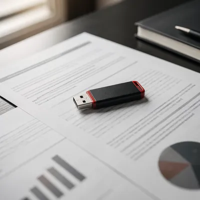 USB Drive on Business Documents Desk