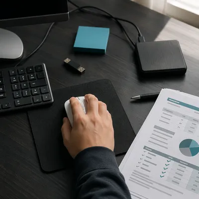 USB Drive and Business Documents on Desk