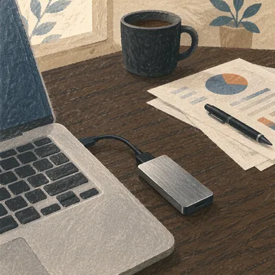 USB Drive and Documents on Office Desk