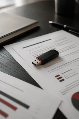 Matte USB Drive on Business Documents