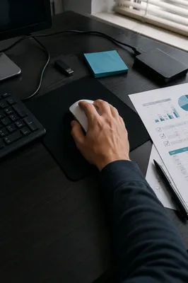 Office Desk With USB Drive and Documents