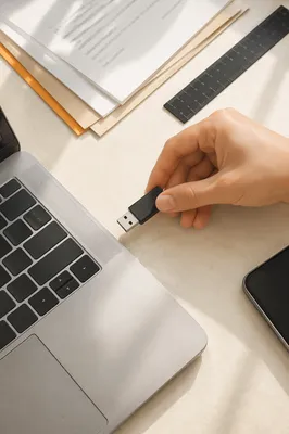 USB Drive Above Organized Business Desk