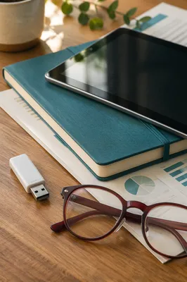USB Drive and Documents on Office Desk