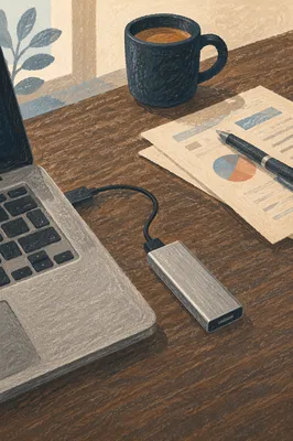 USB Drive and Office Documents on Desk