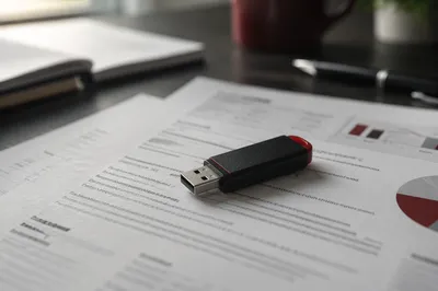 USB Drive on Business Documents