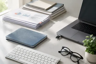 USB Drive Workspace With Business Documents