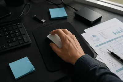 Office Desk With USB Drive and Documents