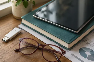 USB Drive and Office Documents on Desk
