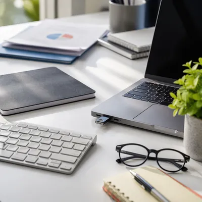 USB Drive on Modern Office Desk