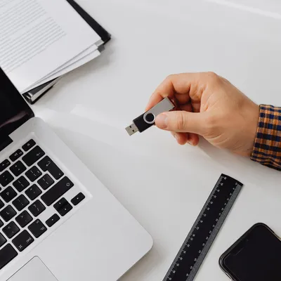 USB Drive on Modern Office Desk