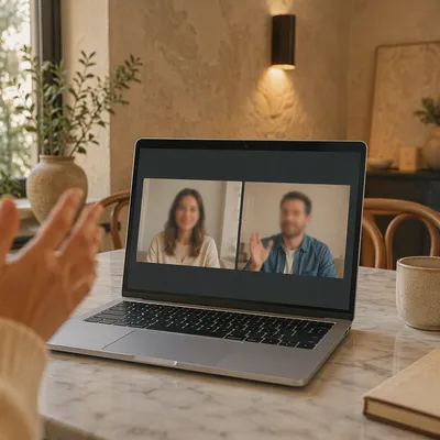 Cozy Remote Video Meeting on Laptop