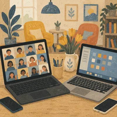 Remote Video Meeting on Office Laptops