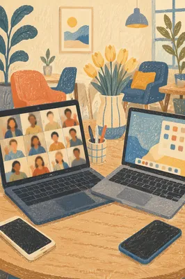 Remote Video Meeting on Office Laptops