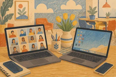 Remote Video Meeting on Office Laptops