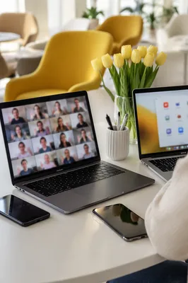 Remote Video Meeting on Office Laptops