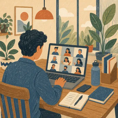 Remote Business Meeting on Laptop