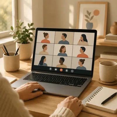 Remote Video Conference on Laptop