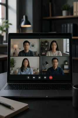 Professional Video Conference on Laptop Screen