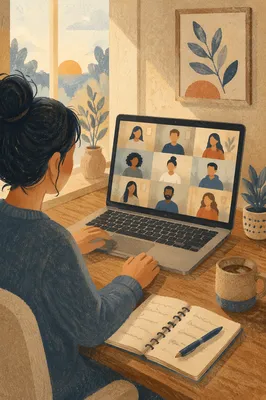 Laptop Video Conference in Home Office